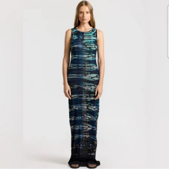 Cotton Citizen maxi Dress In Limited Dip Dye, Black Blue Dip Dye - Picture 1 of 2